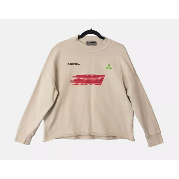 Zara X Rhude Sweater Mens Medium Beige Rhuigi Logos Oversized Sweatshirt RARE